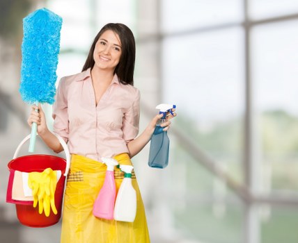 Staff carrying out a safety-focused cleaning procedure