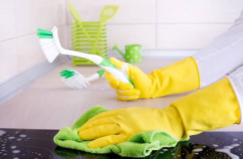 Cleaner reviewing a quote and service scope before starting