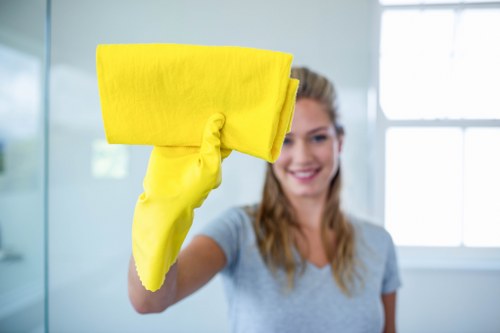 Cleaner wiping handrails and shared surfaces in a residential building