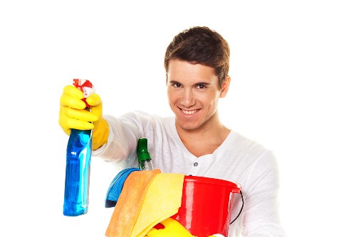 Targeted cleaning of a sofa stain in a residential home